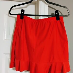 Vibrant Red Skirt with Ruffle Hem
